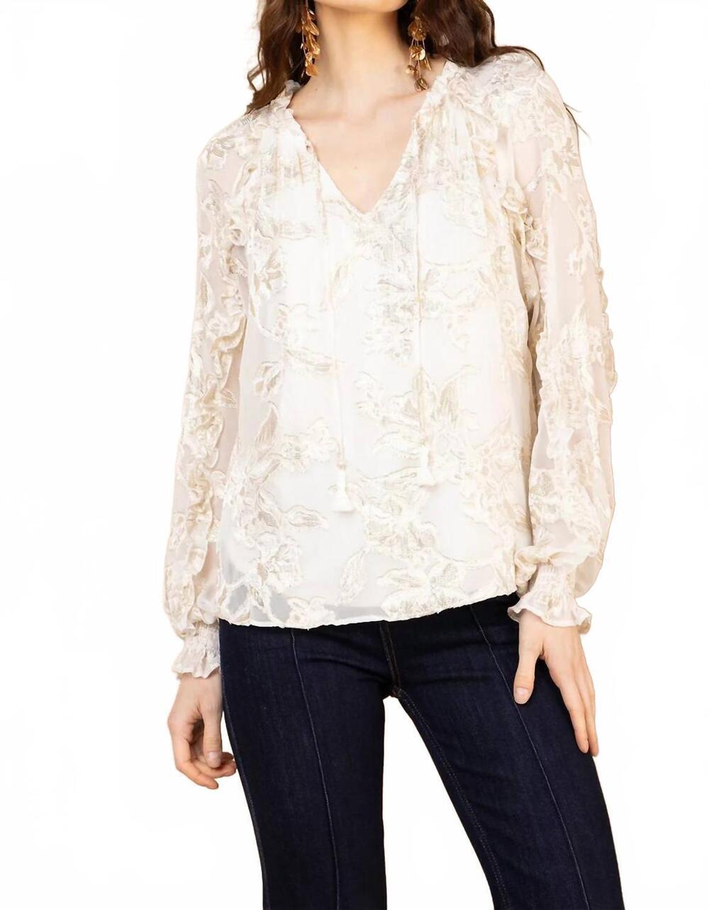 NEW HALE BOB robin lurex chiffon top in ivory